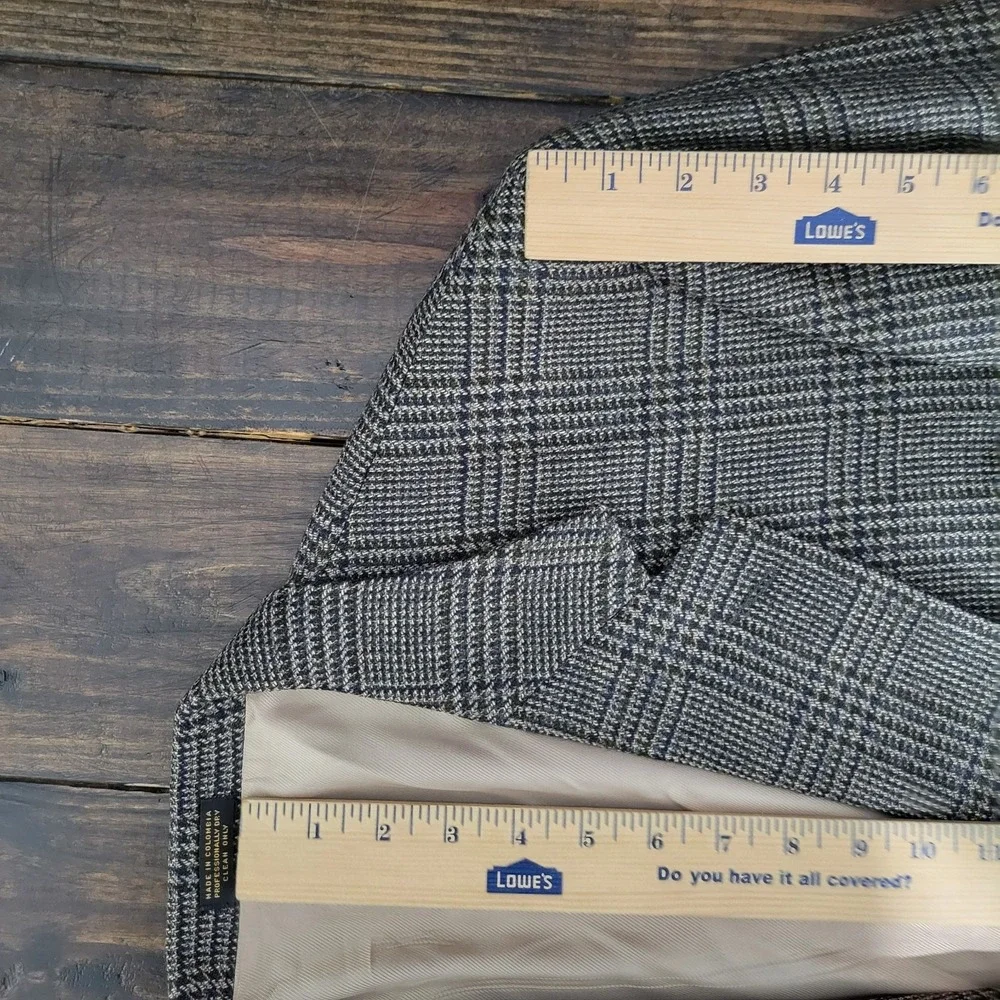 Oscar De La Renta Men's Sport Coat Blazer Two‎ Button Brown Plaid Wool Sz 48L